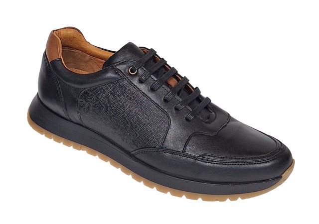 Oferta pantofi barbati sport casual din piele naturala Negru SIR119N